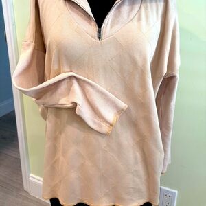 Cream Women's Top with Zipper